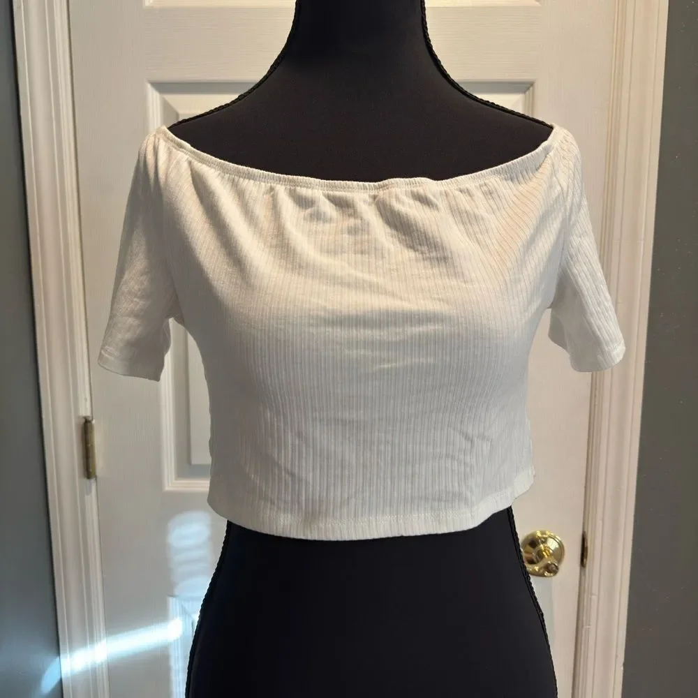 SHEIN White Off-Shoulder Women's Crop Top US 6